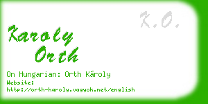 karoly orth business card