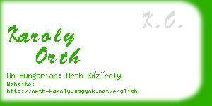 karoly orth business card